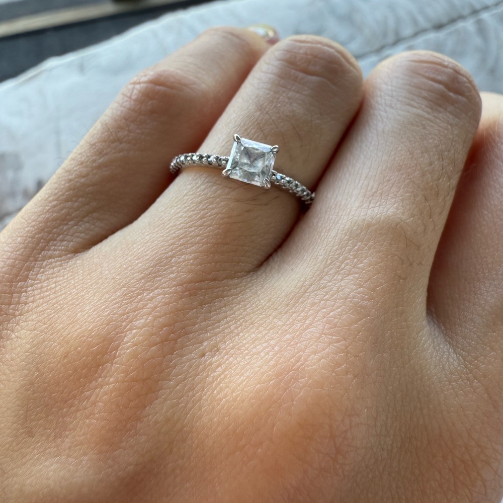 Square-Cut CZ Sterling Silver Ring